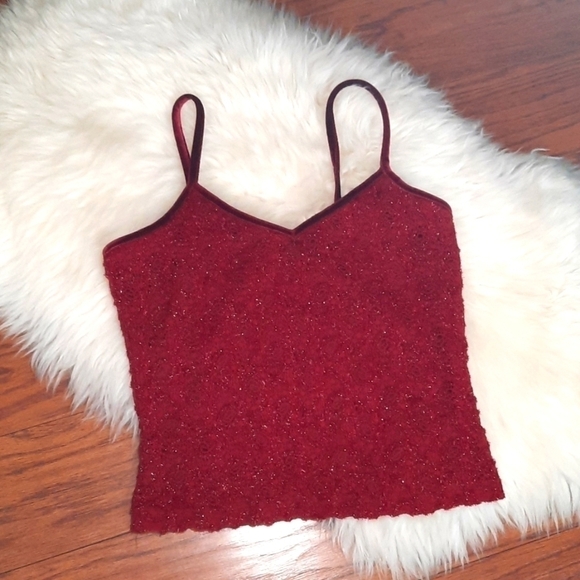 Finesse Tops - Finesse Vintage Lacefront Burgundy Croptop